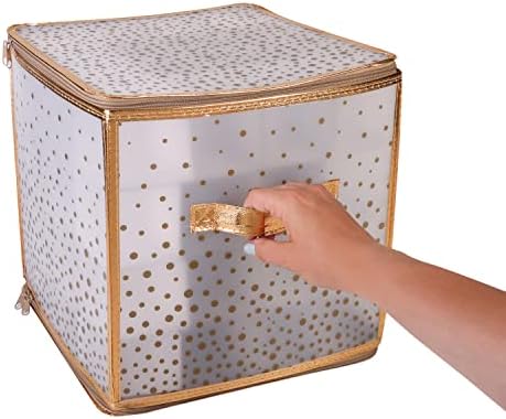 Simplify 64 Count Ornament Storage Box | Plastic | Decorative Organizer | Storage Bin | Gold | L12 x W12 x H12 (Pack of 2)