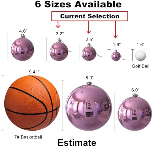 Bubblegun Pink Christmas Ornaments - Christmas Tree Decorations Shatterproof Hanging Balls for Birthday Wedding Holiday Decor Set of 36pcs, Multi-Sizes(1.6",2.5",3.2")