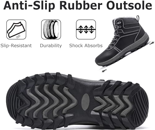 Mens Winter Snow Boots Warm Fur Lined Shoes Big Size 14-18