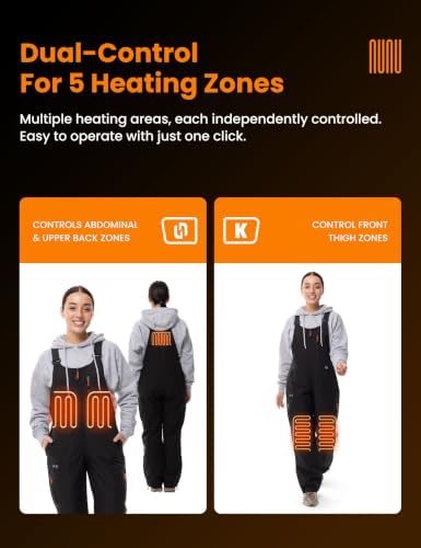 Heated Insulated Bib Overalls for Women with 16000mAh Power Bank, Outdoor Snow bibs Warm Skiing Snowboard Pants