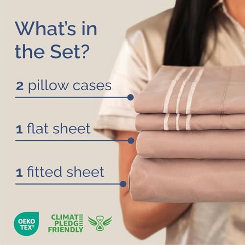 Cal King Size 4 Piece Sheet Set - Comfy Breathable & Cooling Sheets - Mauve
