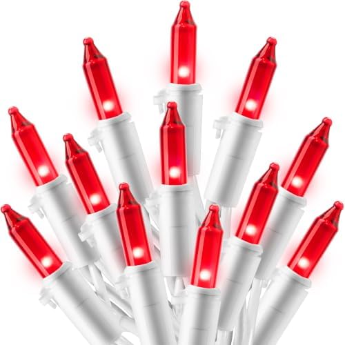Joiedomi Christmas String Lights Indoor,100 Count Mini Red Light,21.4 FT Lighting Decor for Patio Dorm Classroom Bedroom Holiday Wedding Party Garland Birthday Festival,White Wire