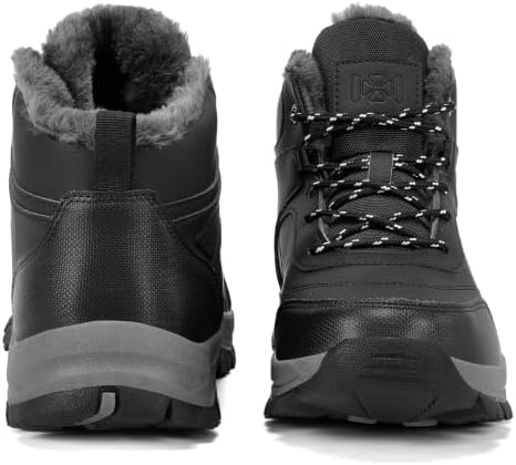 Mens Winter Snow Boots with Warm Fur Lined Non Slip Comfort Hiking Booties