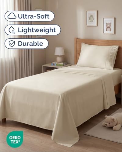 Twin Size 3 Piece Sheet Set - Comfy Breathable & Cooling Sheets - Wheat