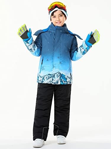 WOWULOVELY Big Boy's 2-Piece Colorblock Snow Pants and Jacket Snowsuit Ski Suit