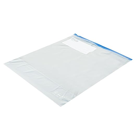 Restaurantware-Bag Tek 2 Gallon Freezer Slider Bags, 25 Disposable Zipper Pouch Bags - Slide Zipper, Expandable Bottom, Clear Plastic Freezer Bag, With Write-On-Label, For Food Storage