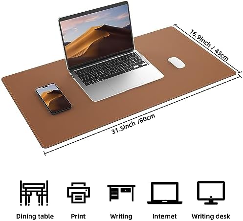 AFIING Leather Desk Mat, Brown, 31.5" x 17", Cork Desk Pad Protector