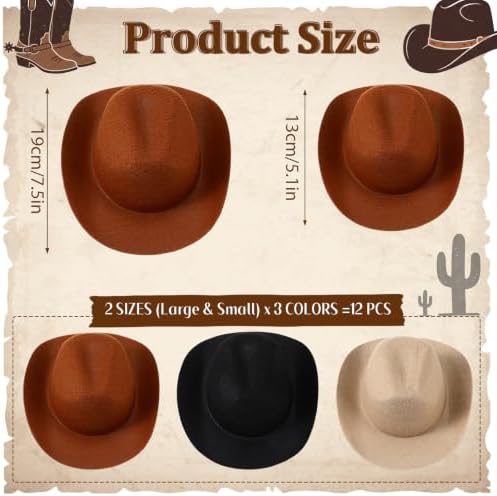 Epakh 12 Pcs 3D Cowboy Hat Hanging Streamers Western Party Decorations