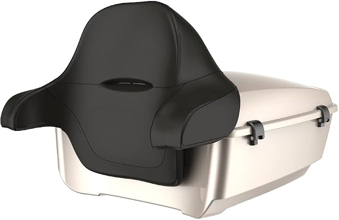 Advanblack Road Glide Tour Trunk Pack Silver Fortune King Tour Trunk Pack Luggage +Wrap-Around Backrest Pad for '97-'25 Harley Touring Road King Street Glide Electra Glide CVO models