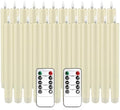 YOROXRG 24 Pack LED Flameless Taper Candles with Timer, Dripless Fake Candlesticks with 3D Flickering Flame, 9.6 Inches White Window Candle for Fireplace Christmas Halloween（Ivory）