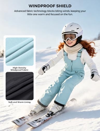 wantdo Girls Ski Pants Winter Snow Bibs Kids Insulated Snowboarding Overall