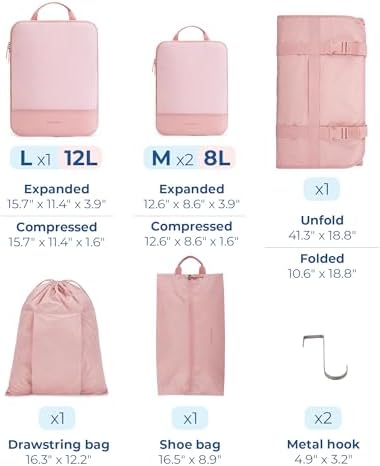BAGSMART Hanging Compression Packing Cubes 6 Set Cruise Travel Essentials