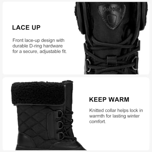 Women's Waterproof Winter Snow Boots, Mid-Calf Duck Boots for Cold Weather