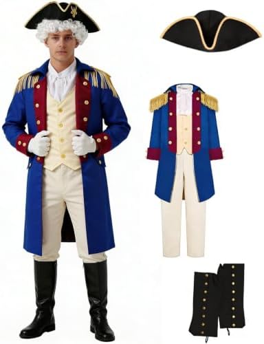 OEBLD George Washington Costume Adult Colonial Men Colonial Deluxe Wax Museum Project