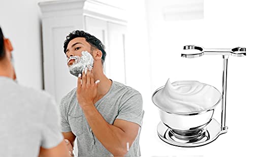 GRUTTI Luxury Shaving Razor & Brush Stand with Soap Bowl, Compatible with Manual & Gillette Razors - Organized Storage