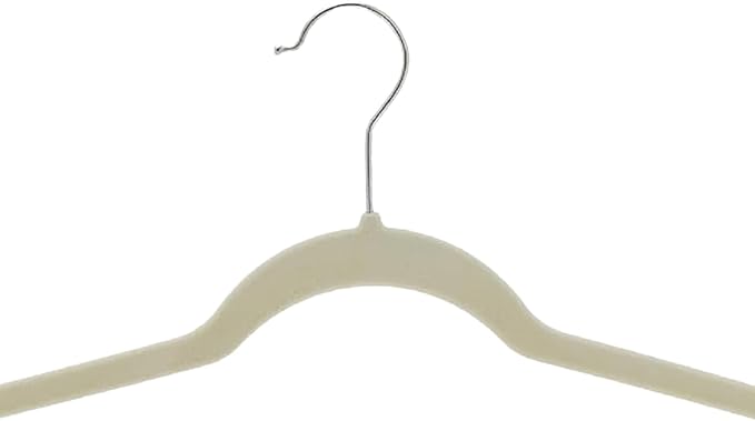 Amazon Basics Slim Velvet Non-Slip Space Saving Suit Clothes Hangers, Closet Organizer, Ivory/Beige, 30-Pack