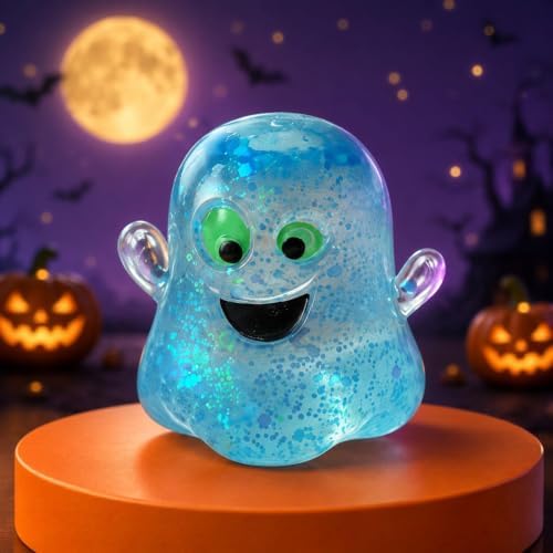 2026 Halloween Ghost Bao Glitter-Squishy Stress Balls Ghost Squishy Large Fidget Toy, Cute Ghost ebound Squeeze(Set of 5)