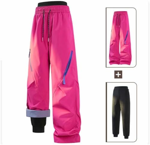 Xiaojmake Men's Baggy Snow Pants Zip Pocket Outdoor Winter Ski Trousers