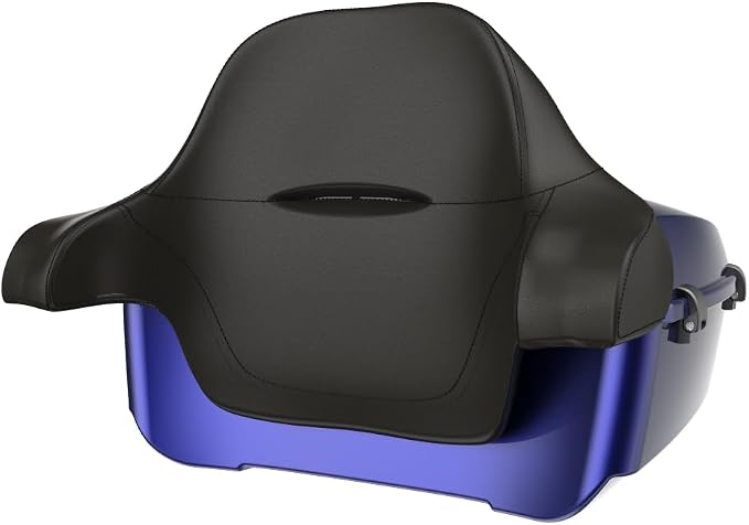 Advanblack Road Glide Tour Trunk Pack Zephyr Blue King Tour Trunk Pack Luggage +Wrap-Around Backrest Pad for '97-'25 Harley Touring Road King Street Glide Electra Glide CVO models