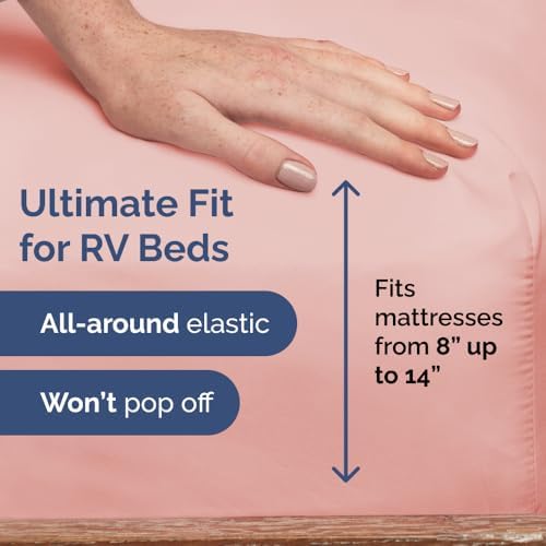 Short Queen Size 4 Piece Bed Sheet Set - RV Short Queen Sheets - Baby Pink