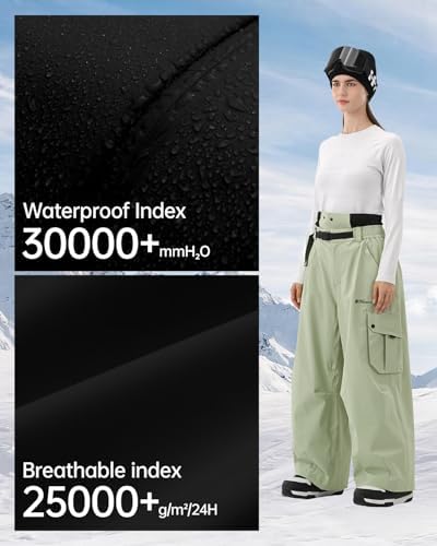 Mens Womens Snowbaord Pants 3L Baggy Snow Ski Pants
