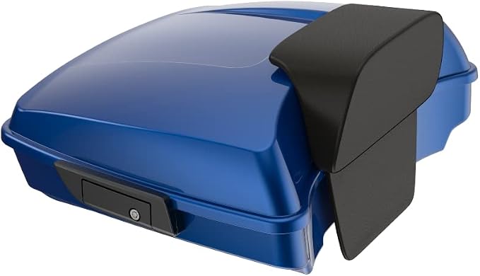 Advanblack Road Glide Tour Trunk Pack Bright Billiard Blue Razor Tour Trunk Pack Backrest Pad for '97-'25 Harley Touring Road King Street Glide Electra Glide CVO models