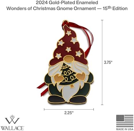 Wallace 2024 Gold-Plated Enamel Wonders of Christmas Ornament - 15th Edition Cardinal Holiday Collectible with Gift Box and Velvet Pouch