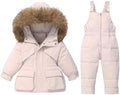 Toddler Boys Girls 2 Piece Snowsuit Waterproof Hooded Winter Coat Ski Bibs