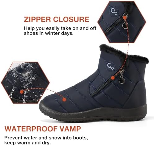 Alicegana Snow Boots for Women Winter: Warm Fur Lined Ankle Booties Comfortable Waterproof Slip On Lightweight Womens Boots