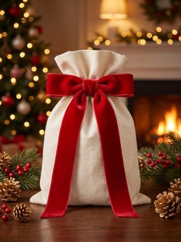 SIMISI RIBBON 24Pcs Christmas Velvet Ribbon Bows Decorations for Tree
