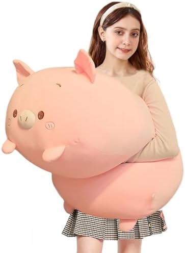 ELAINREN Giant Fluffy Pig Plush Body Pillow/23.6''