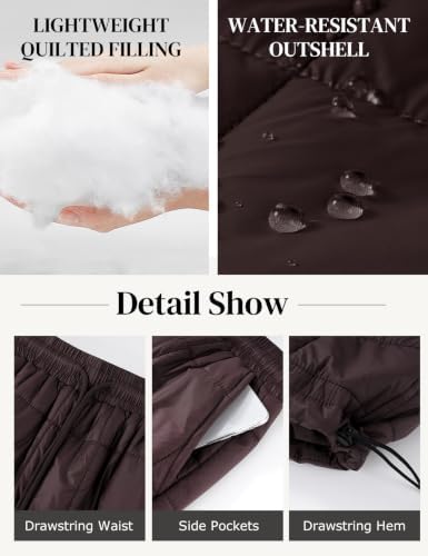 Flygo Women Winter Pants Lightweight Quilted Puffy Baggy Snow Pants