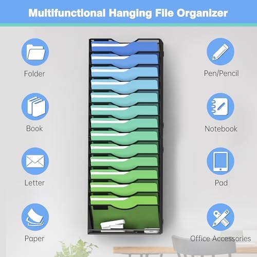 Kuntine.B Wall File Organizer Office Hanging Magazine Holder Wall File Organizer for Office Home