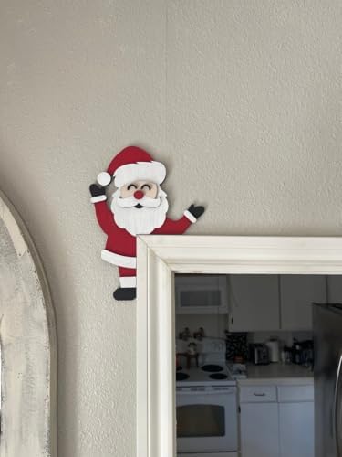 Christmas Door Topper Holiday Home Decor Funny Snowman Santa Claus Top Door Frame Corner Sign Decorations, Windows Walls DIY Craft for Christmas Party Ornament (Santa Claus 2)