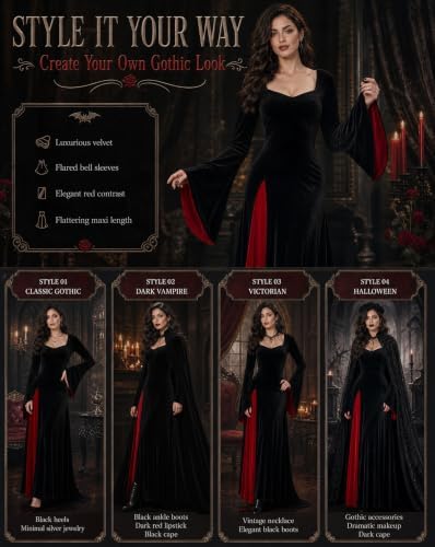 Women's Gothic Velvet Vampire Dress Victorian Halloween Costume