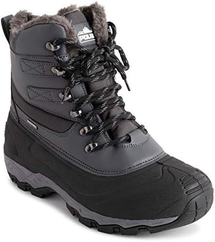 POLAR Mens Waterproof Outsole Deep Tread Fully Faux Fur Lined Winter Durable Snow Boots