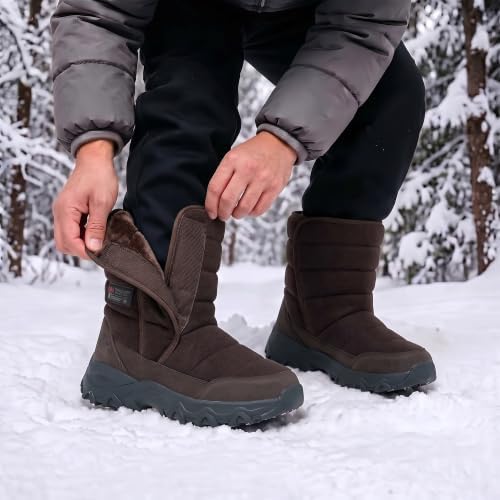 EQW Men's Insulated Snow Boots, -25°F Cold Rated Hook Loop Easy On