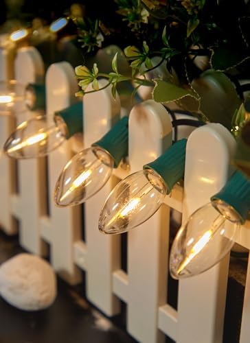 Vintage C9 Christmas Lights Outdoor, 200Ft 100 LED Warm White String Lights