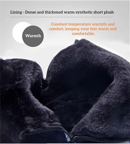 Men's Waterproof Warm Cotton Zipper Snow Ankle Boots, Fur Lined Thick Plush Booties, Anti-Slip Orthopedic Outdoor Shoes