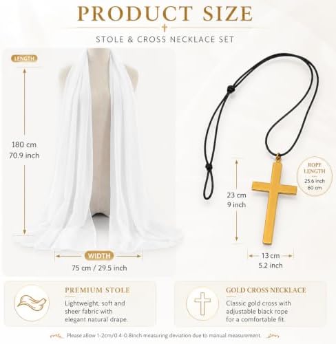 Priest and Nun Couple Costume for Adults Include Robes Stole Socks Glasses Necklaces for Halloween Dress Up