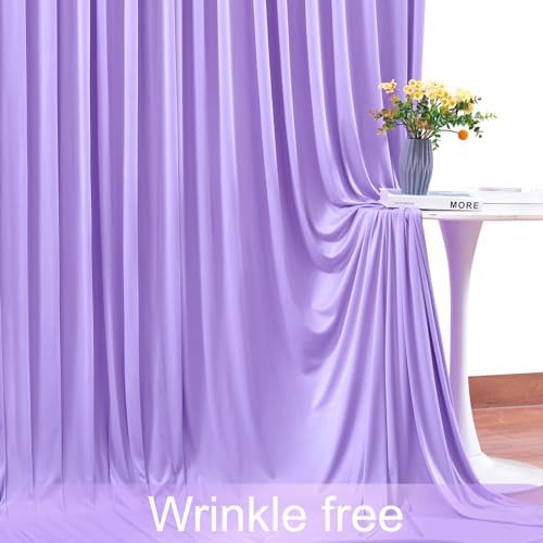 Lavender Backdrop Curtain for Parties Wedding Wrinkle Free Light Purple Photo Curtains Backdrop Drapes Fabric Decoration for Baby Shower Photoshoot 5ft x 8ft,2 Panels