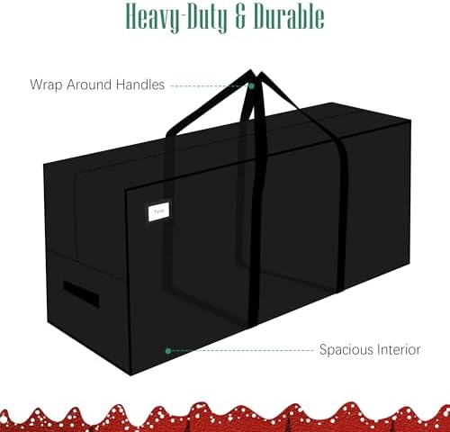 Cosy Family 7.5 ft Christmas Tree Storage Bag - Durable Heavy Duty Extra Large Artificial Xmas Holiday Tree Bag with Reinforced Handles and Dual Zippers Wide Opening - Black