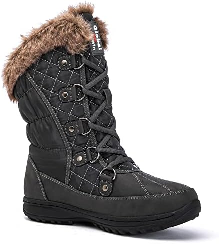 GLOBALWIN Women's Snow Boots Waterproof Mid-Calf Winter Boots with Thermal Fleece Lining, Insulated Cold Weather Protection, and Non-Slip Sole for Snowy Commutes