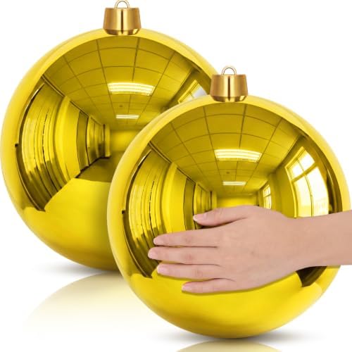 Jerify 2 Pcs 12" Large Christmas Ball Ornaments,Gold