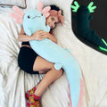 Tezituor 48 inch Blue Axolotl Stuffed Animal Large Plush Body Pillow for Adults Girls 6-12 Valentines Gifts, Glow-in-Dark Plush Toy 4ft Long Stuffed Salamander Halloween Christmas