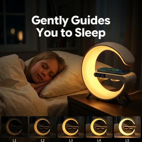 5 in 1 LED Table Lamp with Wireless Charging Bluetooth Speaker