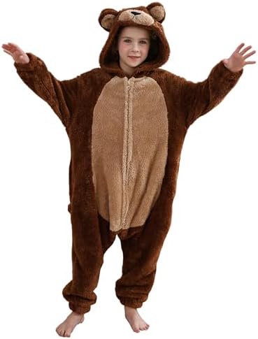 Animal Onesie Pajamas for Kids, Soft Flannel Halloween Cosplay Costume for Boys Girls