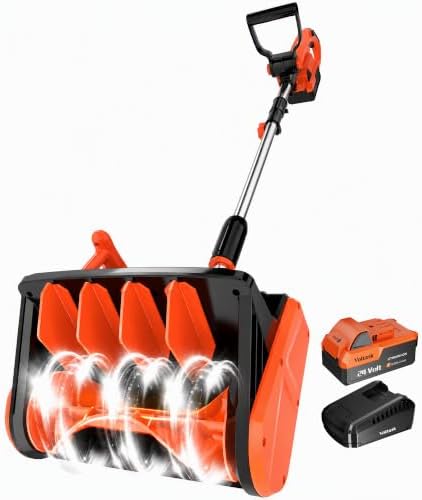 VOLTASK Cordless Snow Shovel Brushless, 24V 13 Inch Cordless Snow Blower, Electric Snow Shovel with Directional Plate & Adjustable Front Handle (4-Ah Battery & Quick Charger Included)