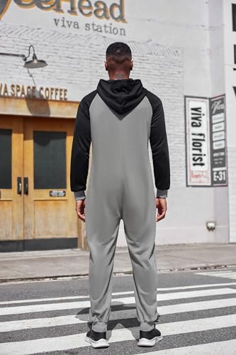 COOFANDY Mens Jumpsuit Onesie Hooded Full Zip One Piece Jogging Tracksuit