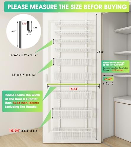 Mefirt White 9-Tier Over The Door Pantry Organizer, Pantry Organization